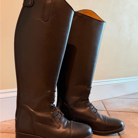 Black Tall Horseback Riding Boots - Horze Brand Size 38W (8W in US) - Picture 2 of 11